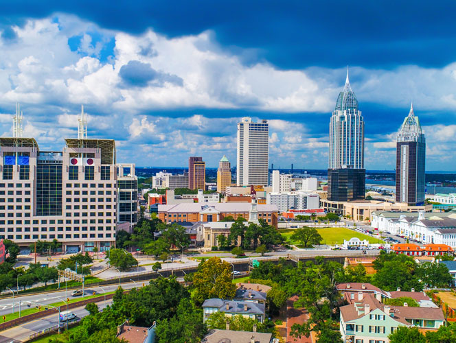 Aerial View Downtown Mobile Alabama